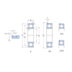 63032ZNR Branded Metal Shielded Deep Groove Ball bearings With Snap Ring 17x47x14mm