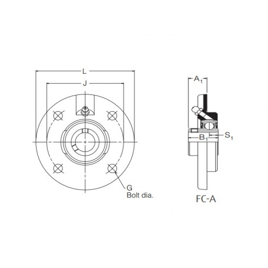 FC20A RHP 4 Bolt Round Cast Iron Flanged Bearing Unit with a 20mm Bore