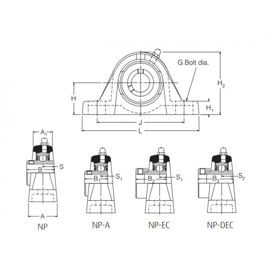 NP11/4AR RHP Cast Iron Pillow Block Unit With a 11/4 inch Shaft Dia.