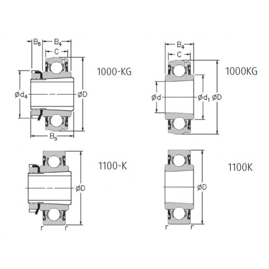 1140-1-3/8K RHP Bearing Insert with adapter Sleeve & a 1-3/8 inch Bore