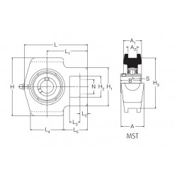 MST25 RHP Cast Iron Take-Up Unit with a 25mm Shaft Dia.