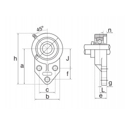 SSUCFB201 Stainless Steel Three Bolt Flanged Bracket Housing with a 12mm Bore Stainless Insert