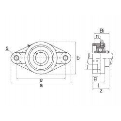 SSUCFL210-30 Stainless Steel Two Bolt Oval Flanged Housing with a 1-7/8 inch Bore Stainless Insert