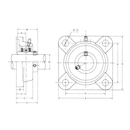 UCF216 Metric Four Bolt Square Cast Iron Flange Housing With a 80mm Bore Insert