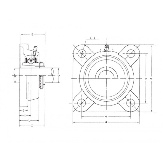 UKF213/HE2313 Imperial Four Bolt Square Cast Iron Housing Insert & Adaptor Sleeve Fits a 2-1/4 inch Shaft