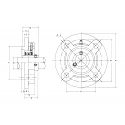 UKFC207/H2307 Metric Four Bolt Cast Iron Round Flanged Housing Insert and Adaptor Sleeve Fits a 30mm Shaft
