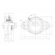 UKFL206/H2306 Metric Two Bolt Cast Iron Oval Housing Insert and Adaptor Sleeve Fits a 25mm Shaft