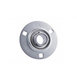 SBPF204 Metric Three Bolt Round Pressed Steel Bearing Housing With a 20mm Bore Grub Screw Insert